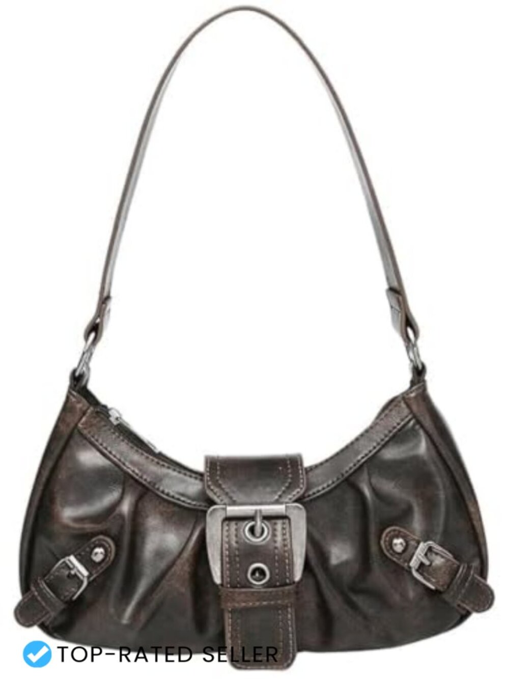 Y2K Hobo Shoulder Bag for Women Faux Leather Top Handle Clutch Purse Punk